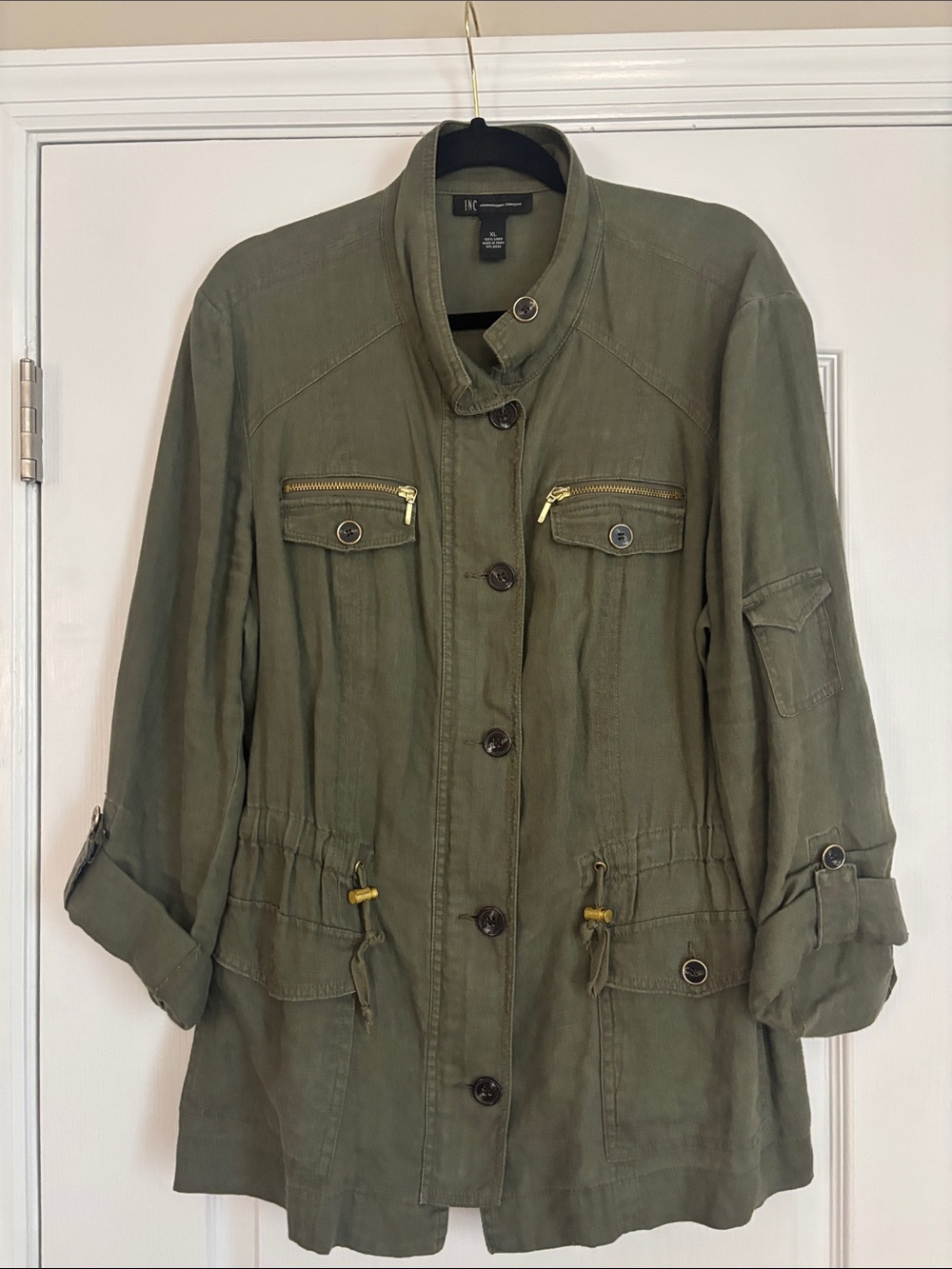 INC International Concepts Olive Green Drawstring Utility Jacket
